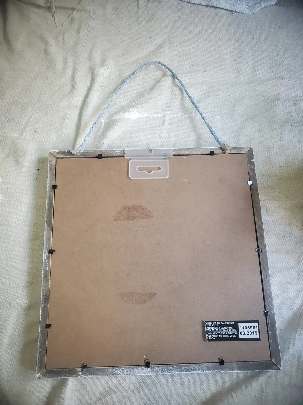 White Framed Square Wall Mirror with Decorative Rope Hanger